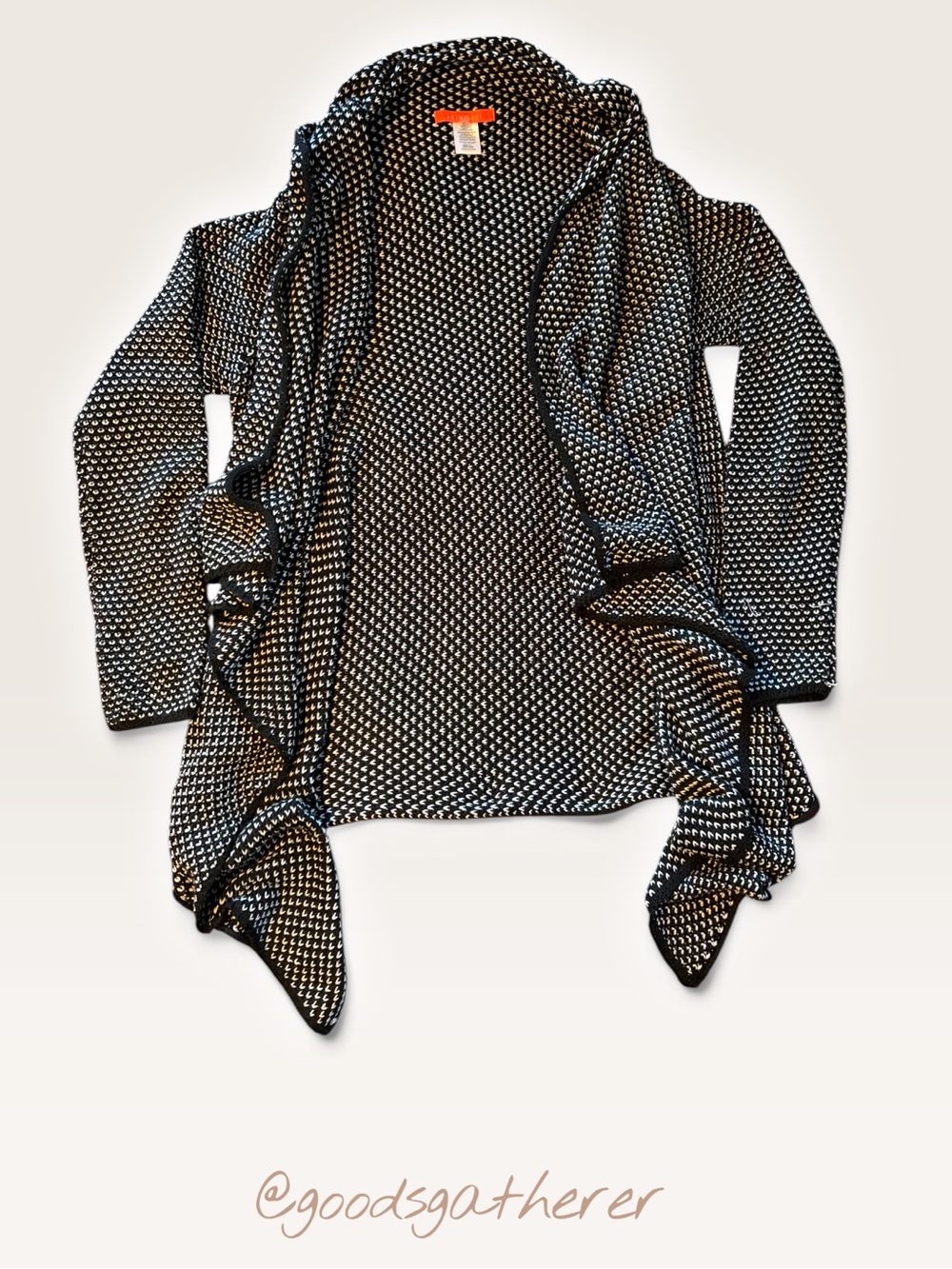 Lulumari Black White Textured Knit Sweater Women’s M/L 100% Cotton
